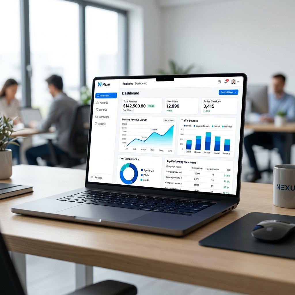 SaaS Dashboard Interface on Laptop
